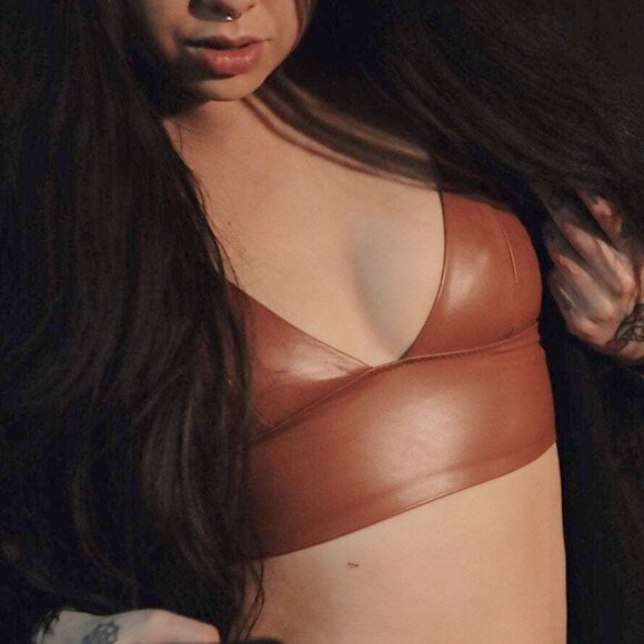 Tan Faux Leather Bralette - Picture 4 of 5